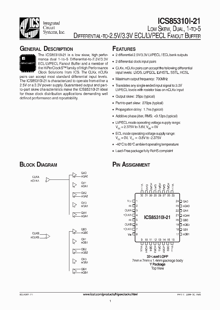 ICS85310I-21_1253110.PDF Datasheet