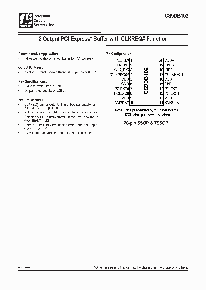 ICS9DB102GLFT_1253375.PDF Datasheet