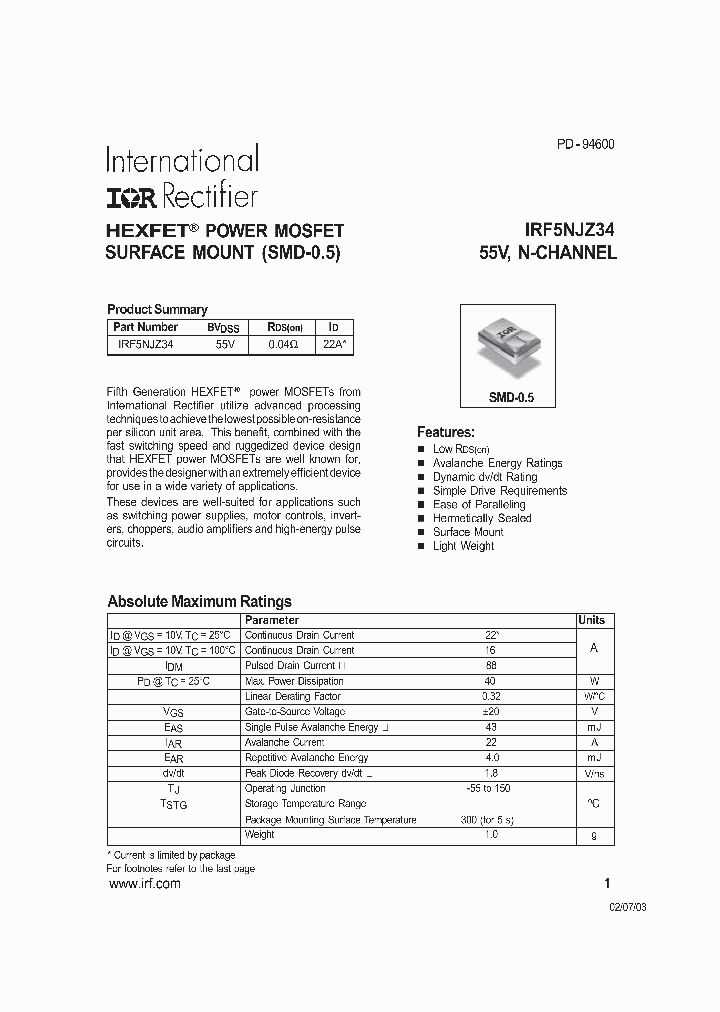 IRF5NJZ34_1094417.PDF Datasheet