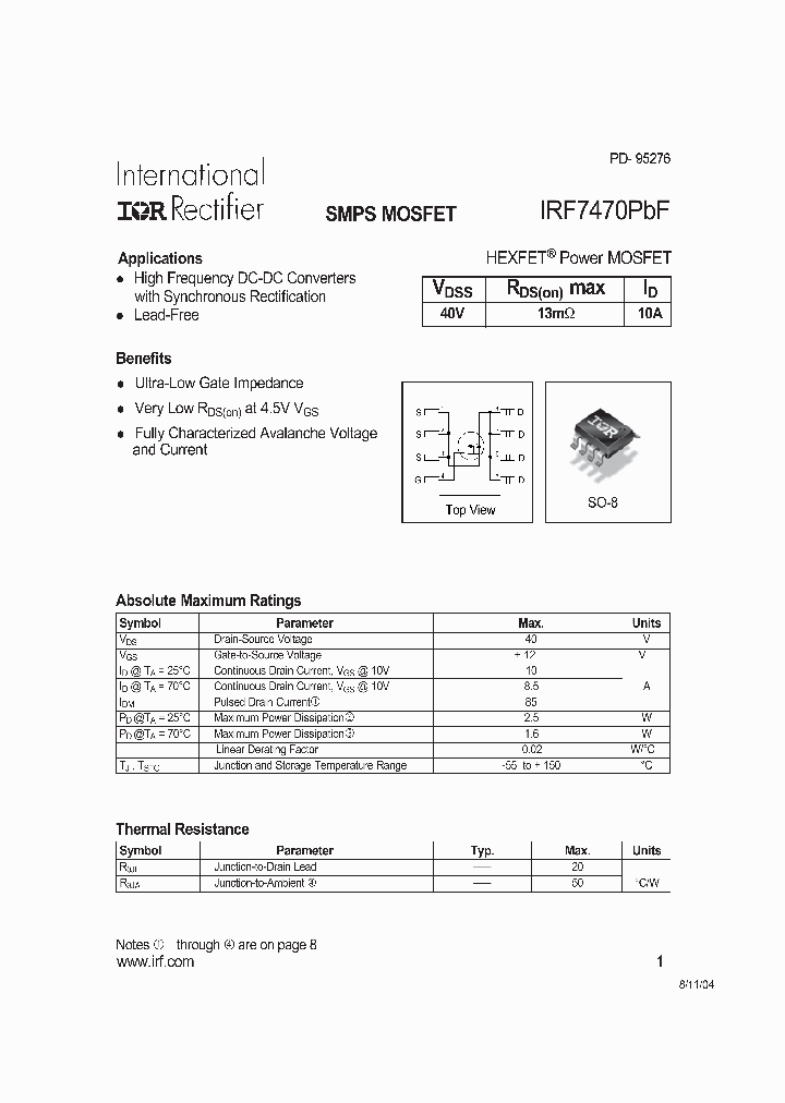 IRF7470PBF_1255619.PDF Datasheet