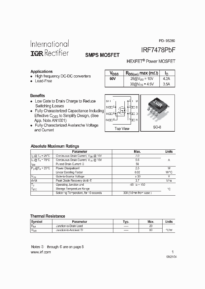 IRF7478PBF_1255627.PDF Datasheet