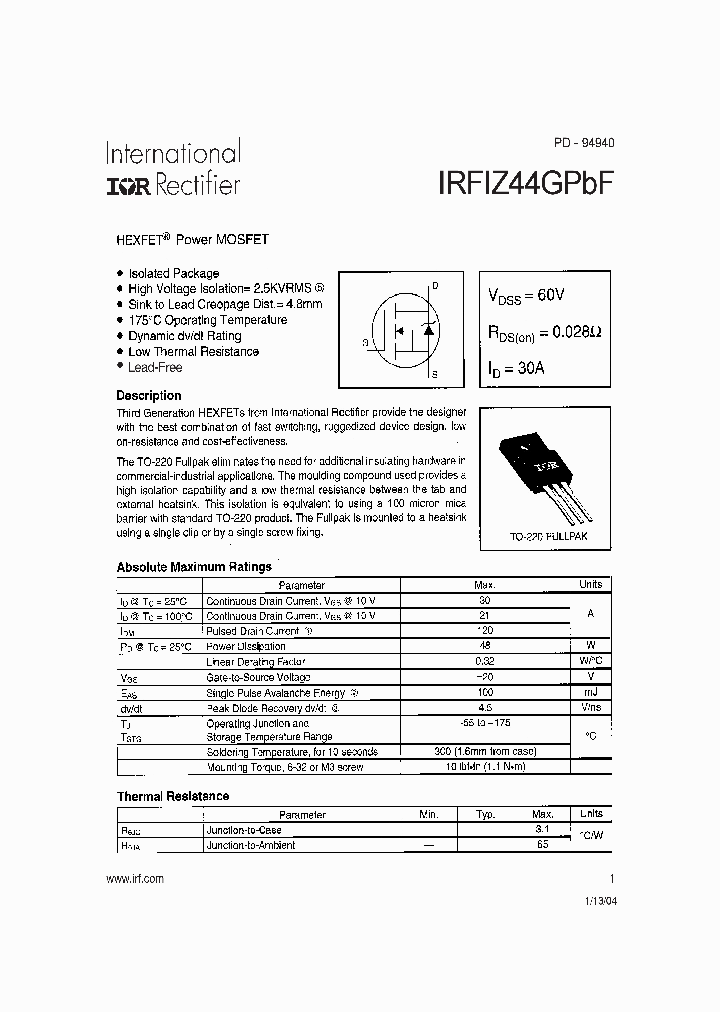 IRFIZ44GPBF_1255908.PDF Datasheet