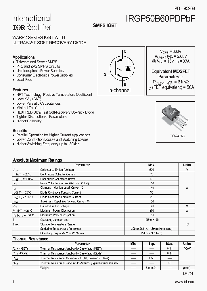 IRGP50B60PDPBF_682950.PDF Datasheet