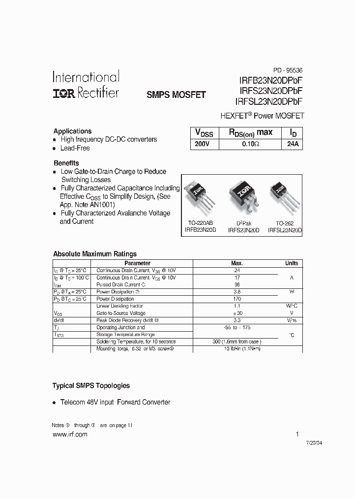 IRFS23N20DPBF_751617.PDF Datasheet