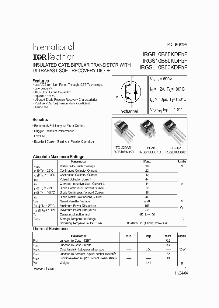 IRGS10B60KDPBF_788870.PDF Datasheet