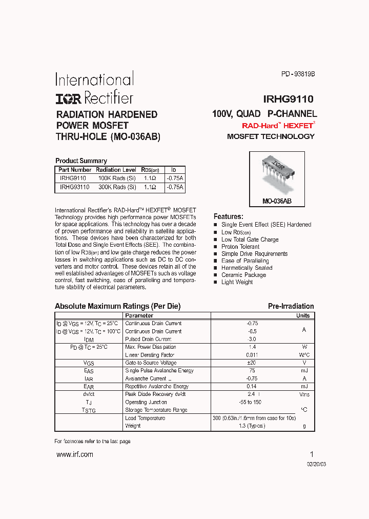 IRHG93110_1256569.PDF Datasheet