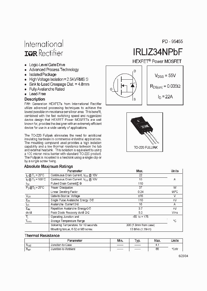 IRLIZ34NPBF_1256870.PDF Datasheet