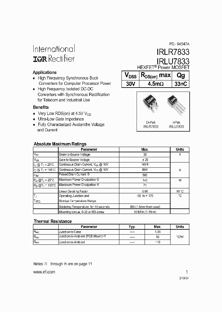 IRLR7833_603892.PDF Datasheet