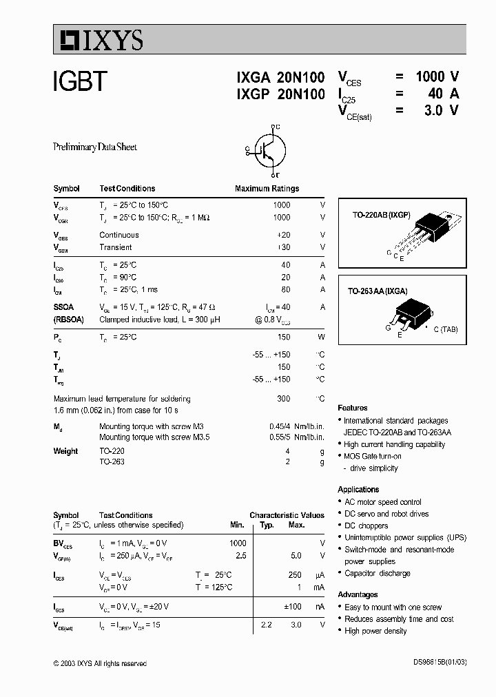 IXGP20N100_1258156.PDF Datasheet