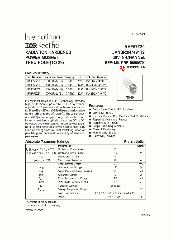 IRHF58Z30_939231.PDF Datasheet