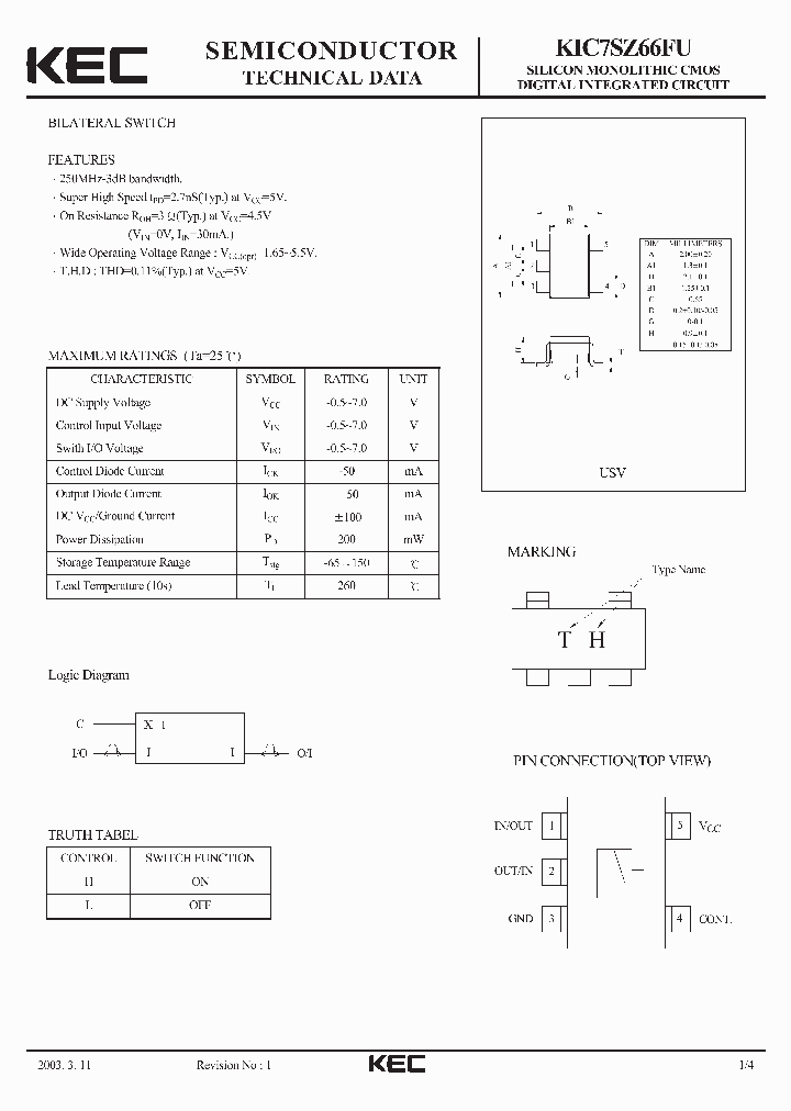 KIC7SZ66FU_1260499.PDF Datasheet