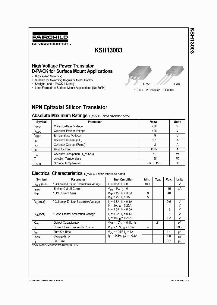 KSH13003_606024.PDF Datasheet