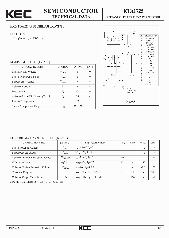 KTA1725_1261606.PDF Datasheet