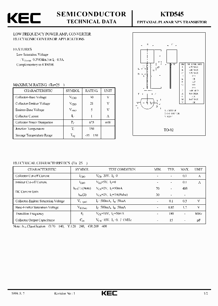 KTD545_1261794.PDF Datasheet