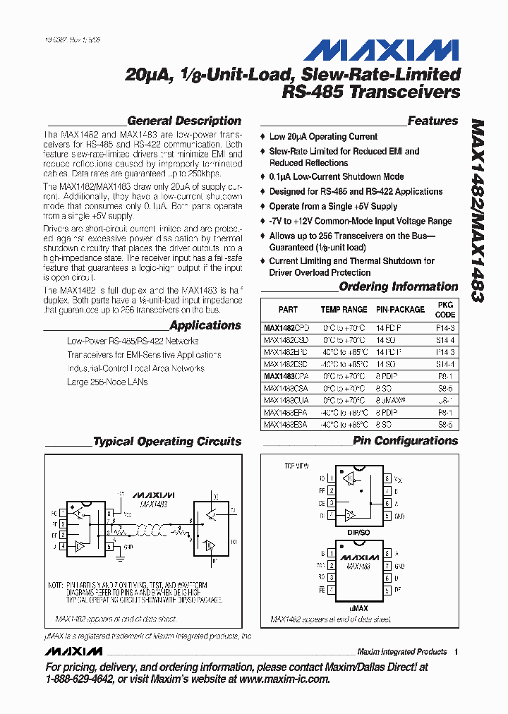 MAX1483ESA_1272378.PDF Datasheet