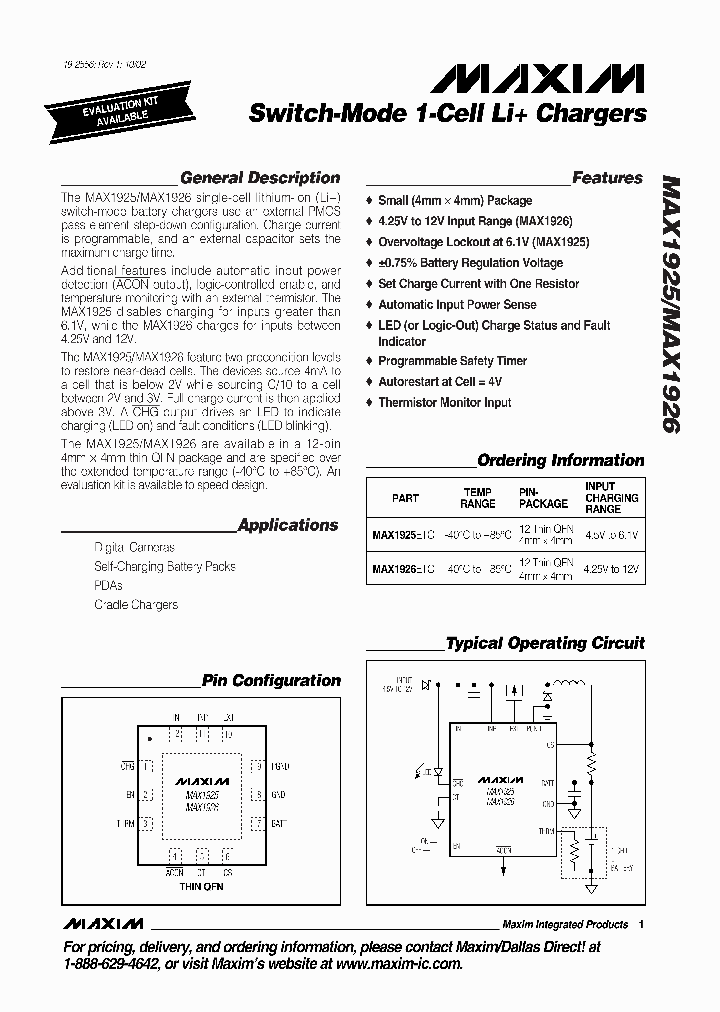 MAX1926ETC_1272644.PDF Datasheet