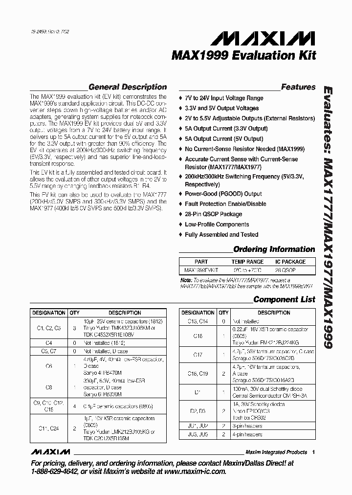 MAX1999EVKIT_1272685.PDF Datasheet