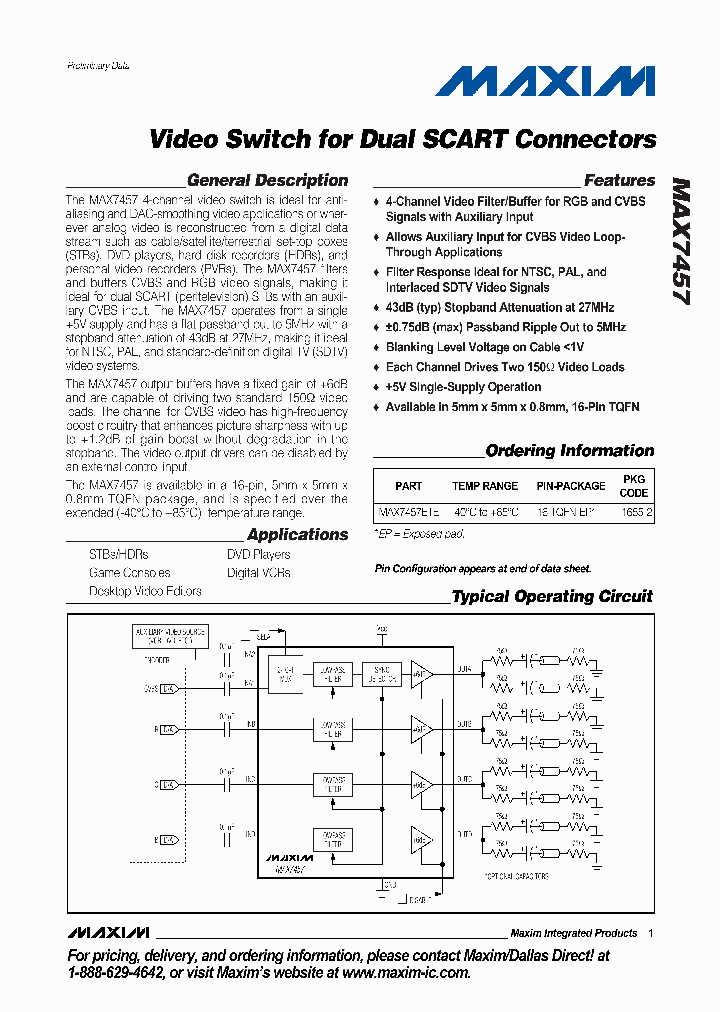 MAX7457ETE_715030.PDF Datasheet