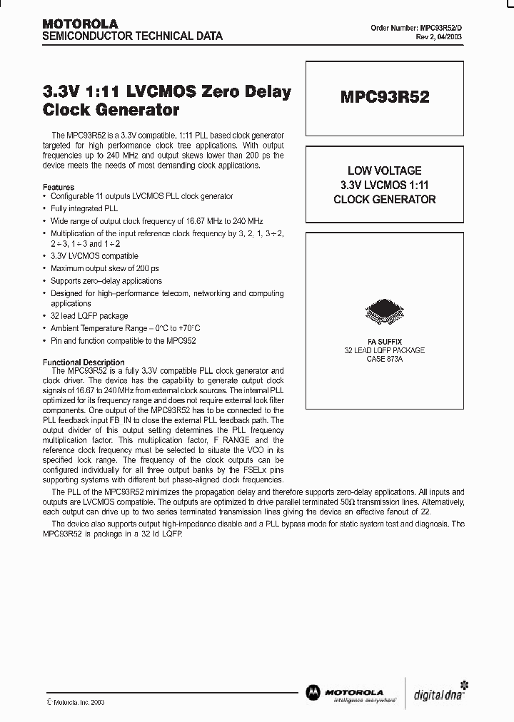 MPC93R52_1134082.PDF Datasheet