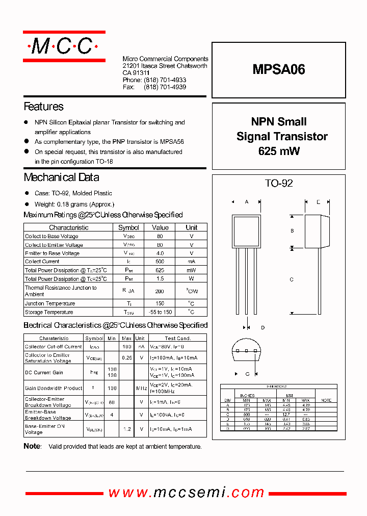 MPSA06_1282759.PDF Datasheet