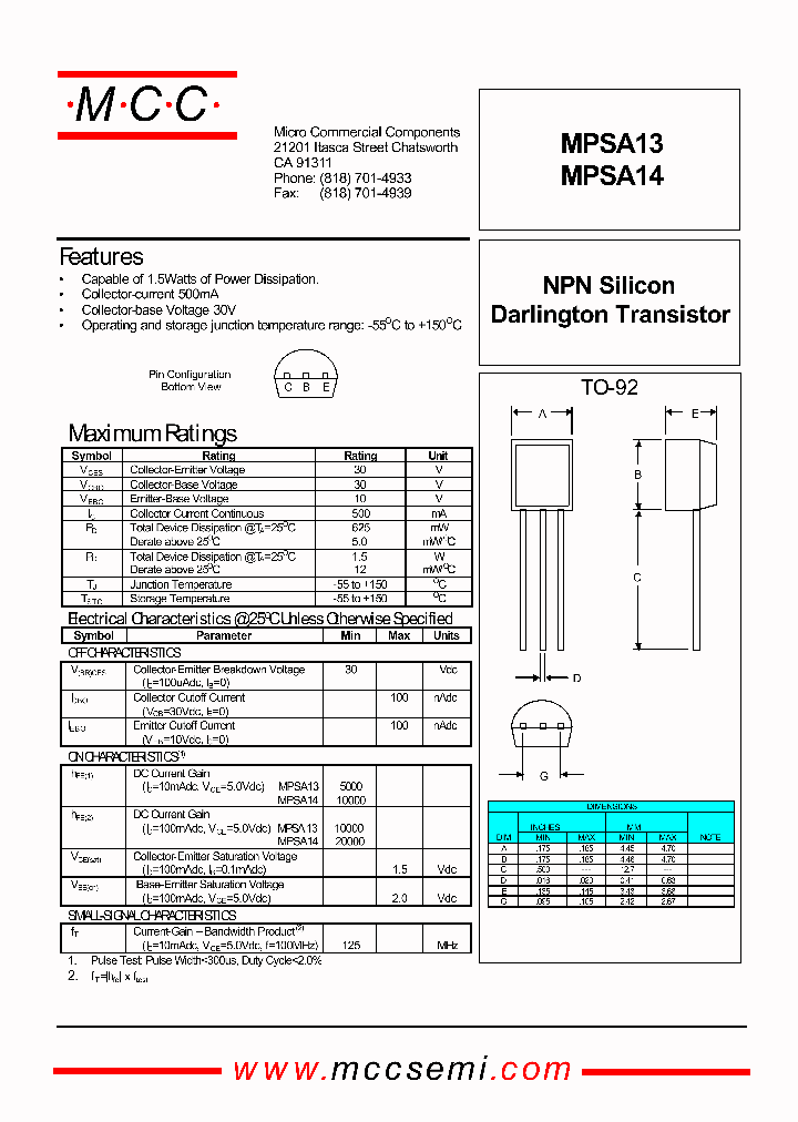 MPSA13_1059301.PDF Datasheet