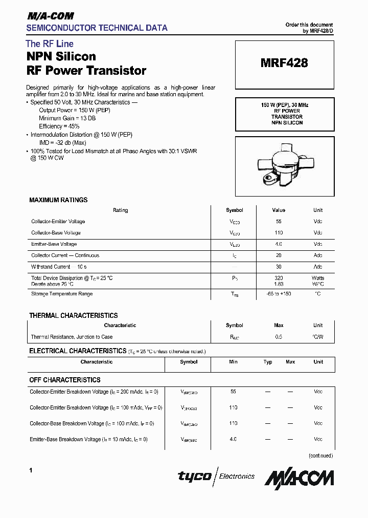 MRF428_1067074.PDF Datasheet