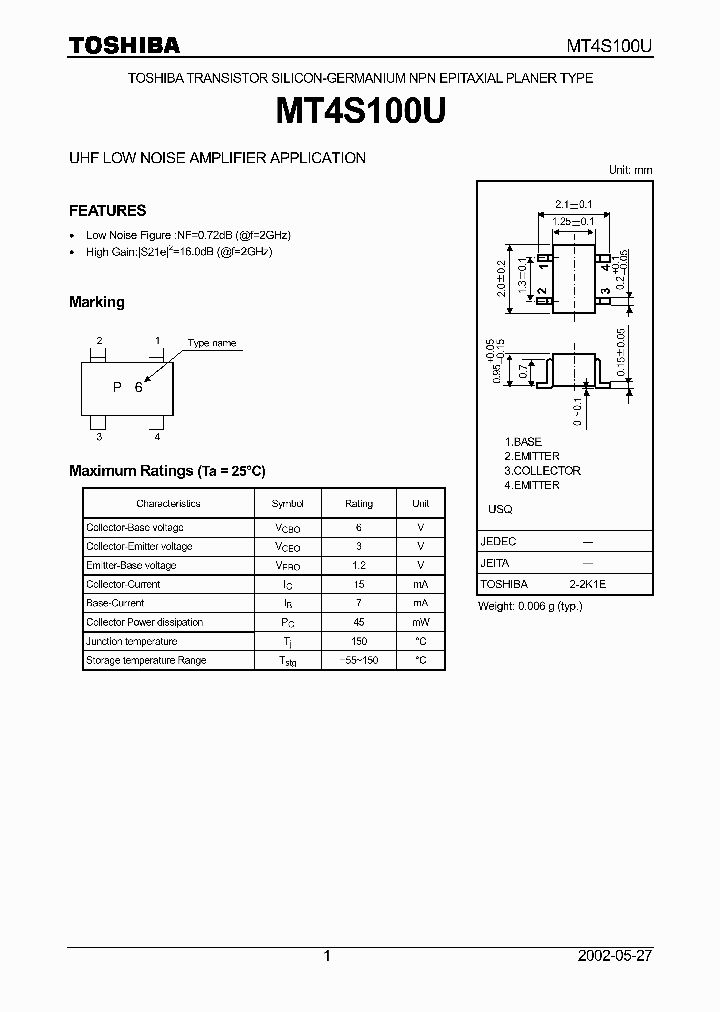 MT4S100U_1285167.PDF Datasheet