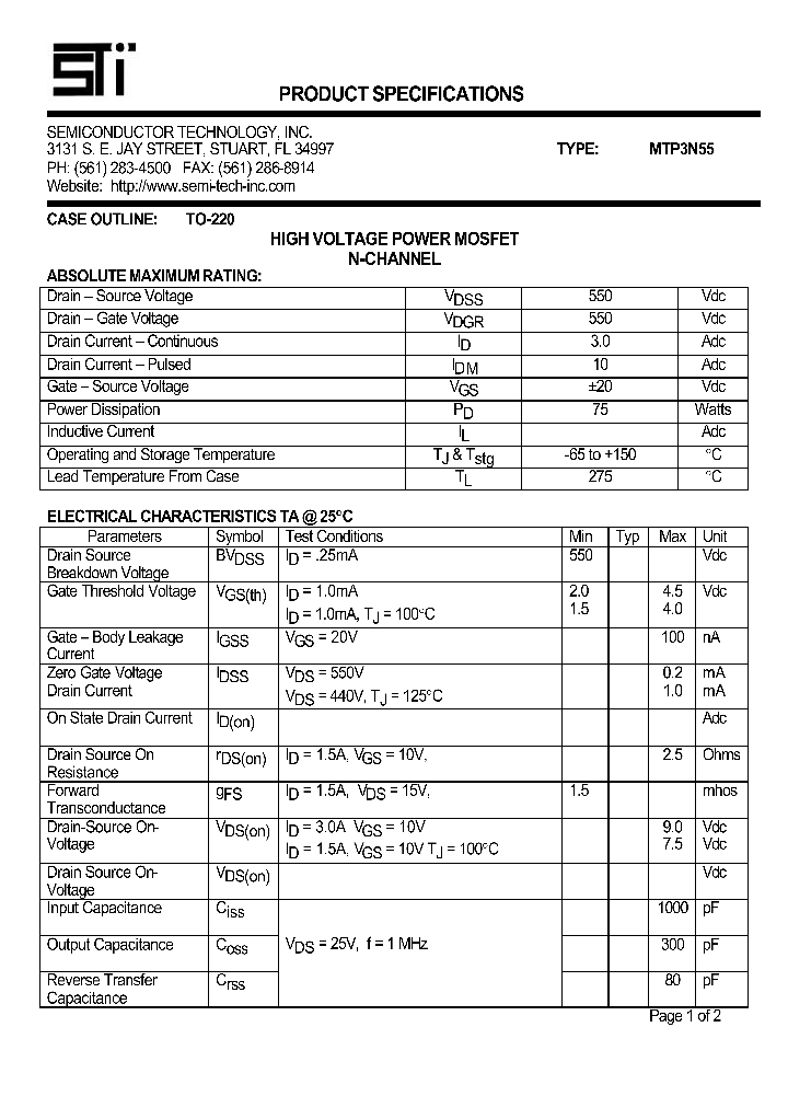 MTP3N55_1061436.PDF Datasheet