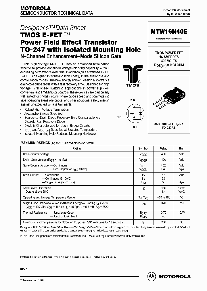 MTW16N40E_1285979.PDF Datasheet