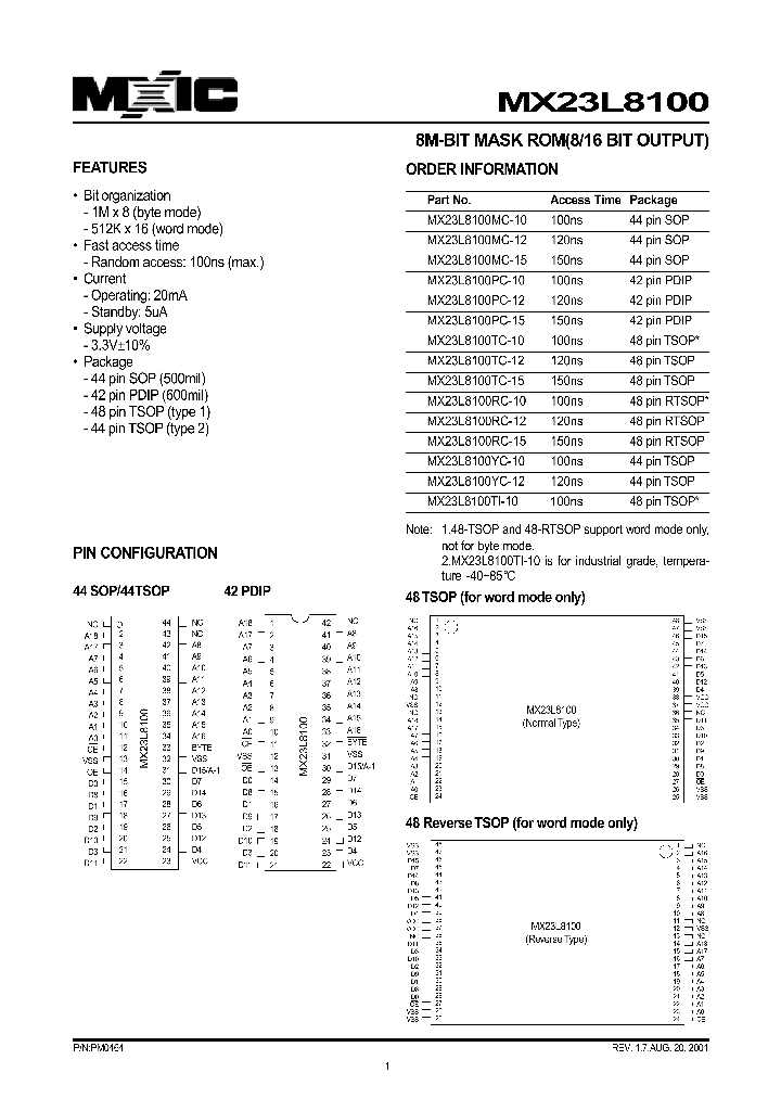 MX23L8100YC-12_1286607.PDF Datasheet