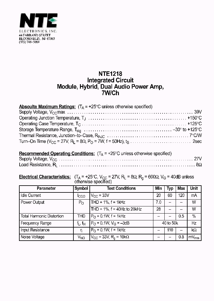 NTE1218_1290037.PDF Datasheet