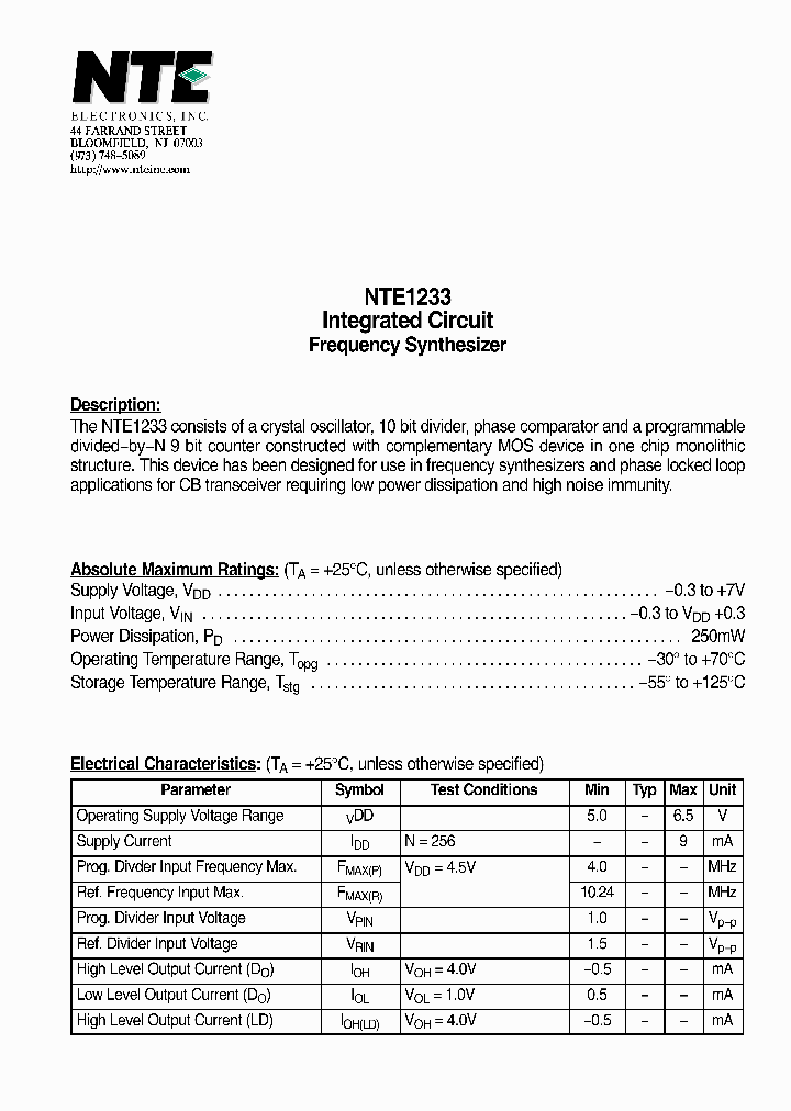 NTE1233_1290043.PDF Datasheet