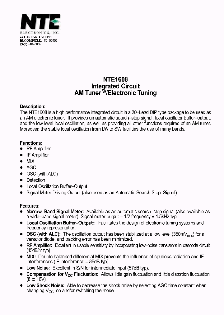 NTE1608_1290207.PDF Datasheet