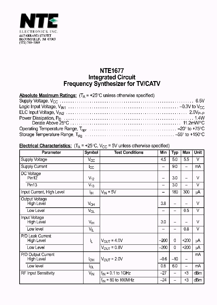 NTE1677_1290243.PDF Datasheet