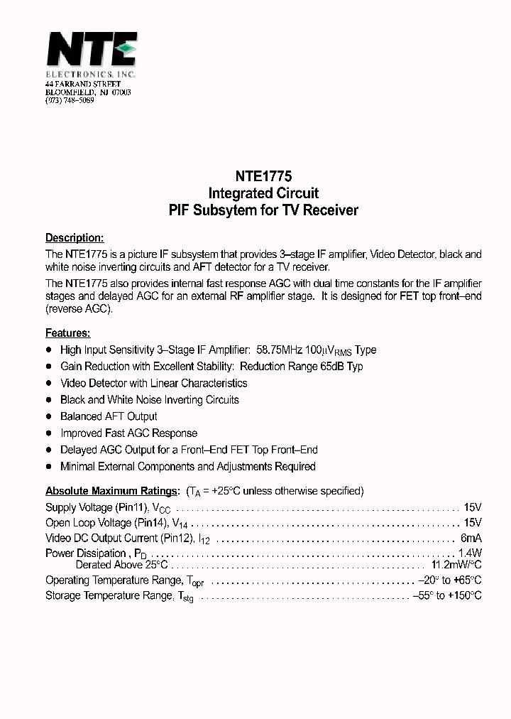 NTE1775_1290311.PDF Datasheet