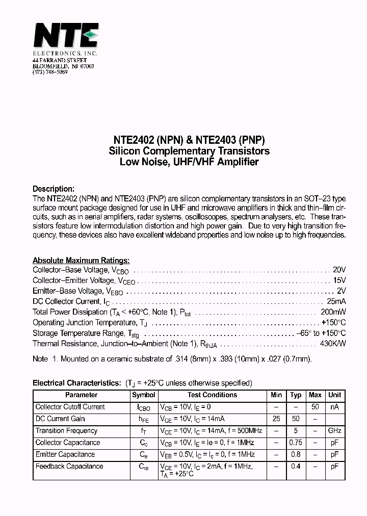 NTE2403_1290591.PDF Datasheet