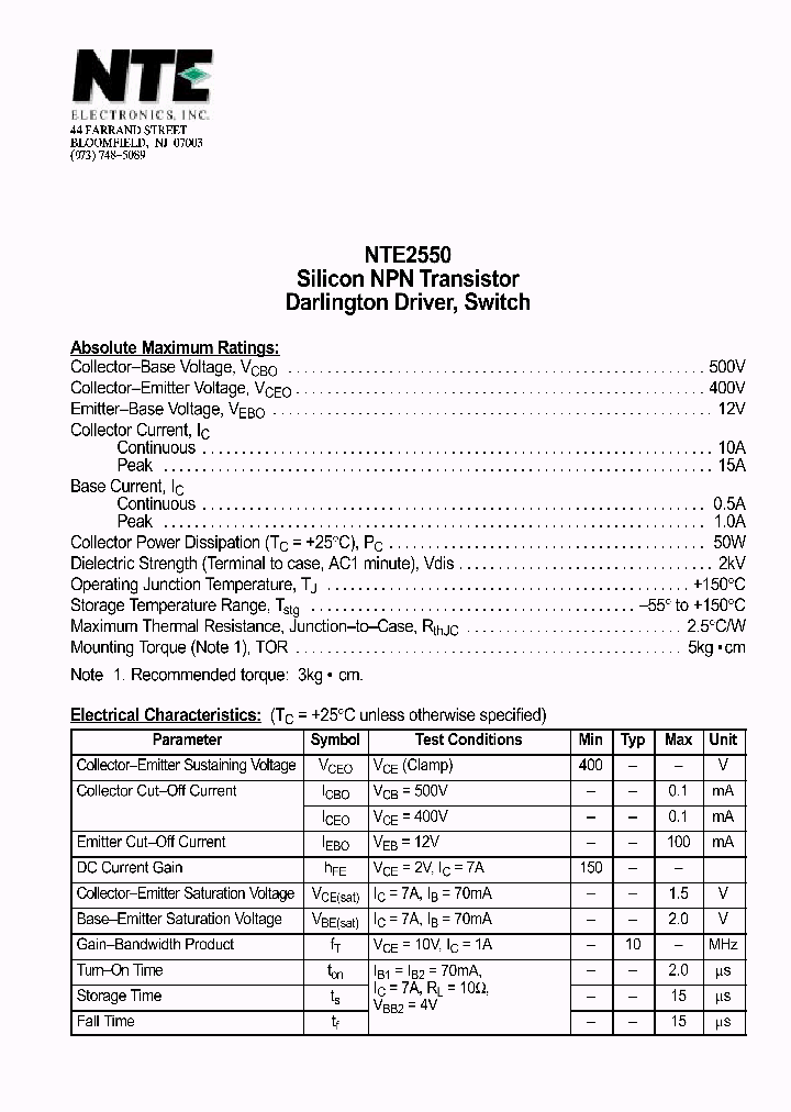 NTE2550_1290648.PDF Datasheet