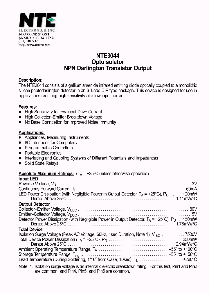 NTE3044_1142867.PDF Datasheet