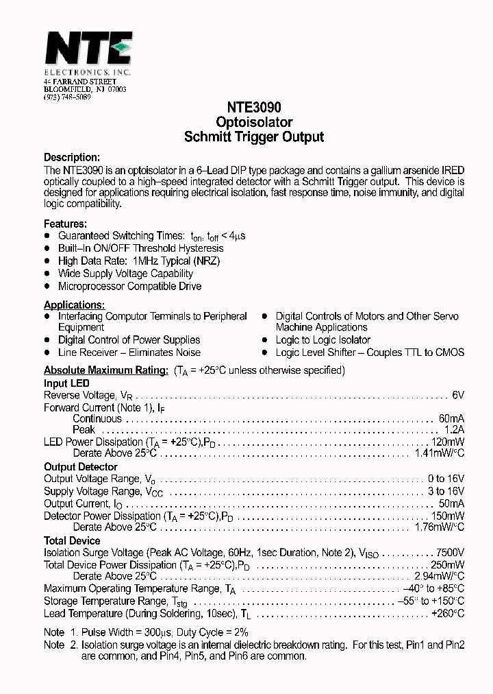 NTE3090_1290792.PDF Datasheet