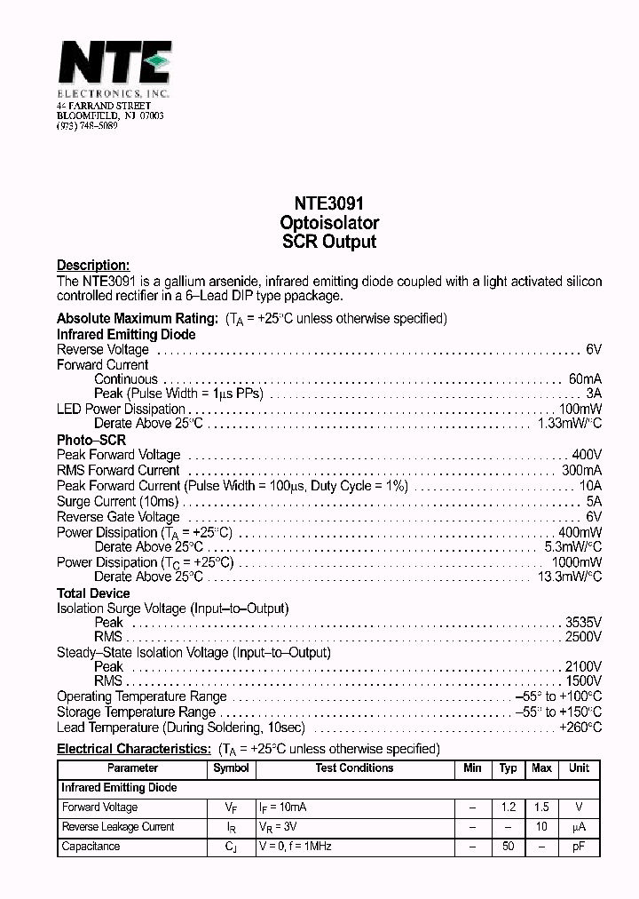 NTE3091_1290793.PDF Datasheet