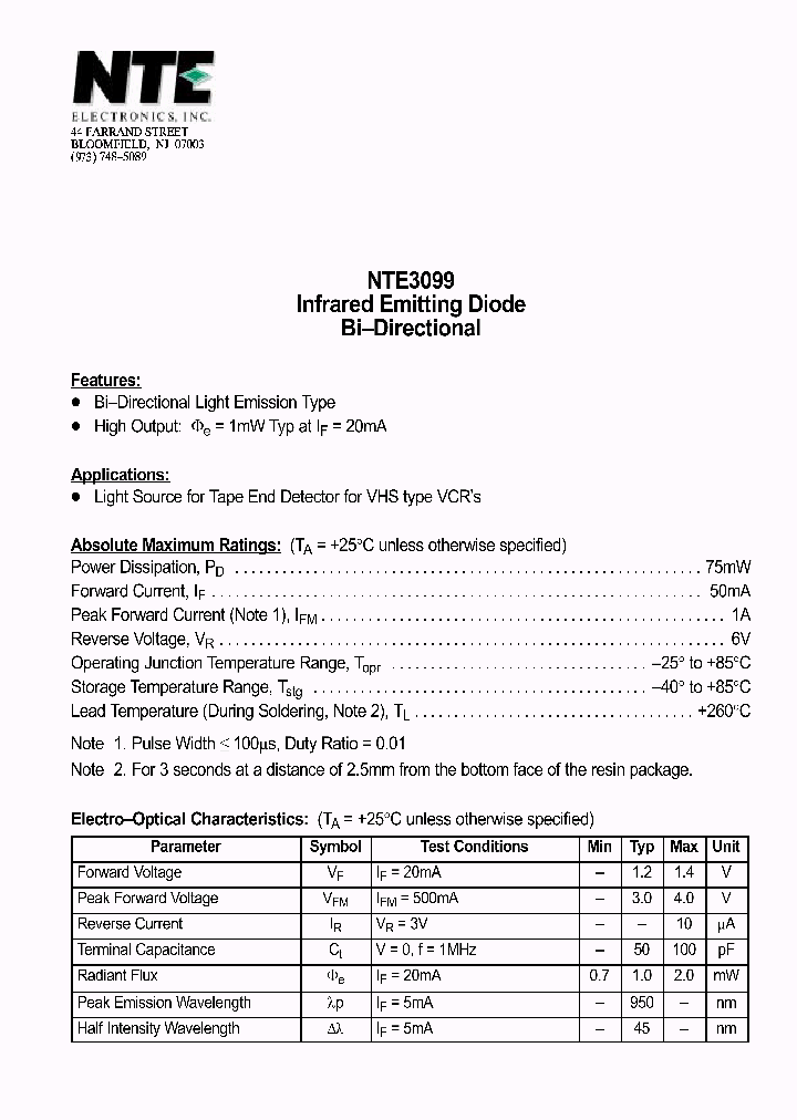 NTE3099_1290800.PDF Datasheet