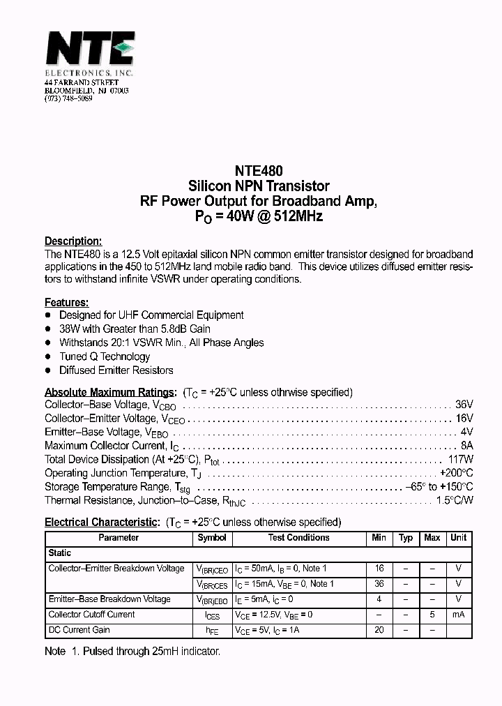 NTE480_1290920.PDF Datasheet