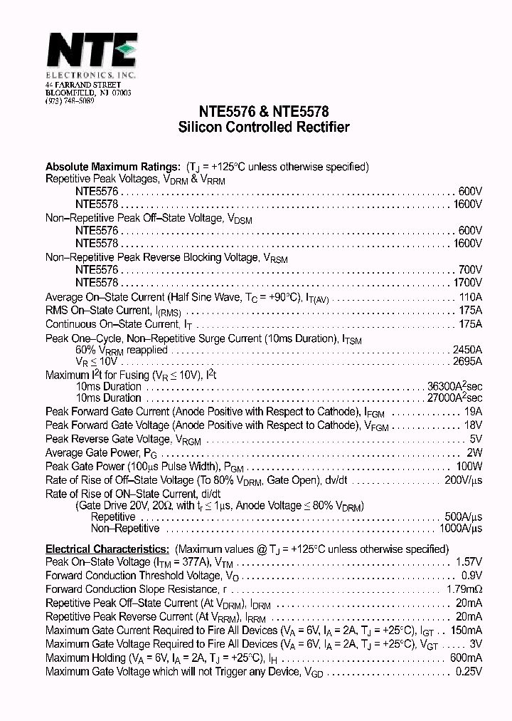 NTE5578_1291001.PDF Datasheet