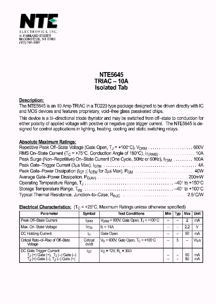 NTE5645_1291036.PDF Datasheet