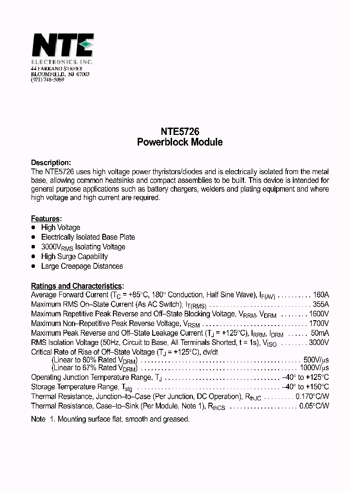 NTE5726_1291052.PDF Datasheet