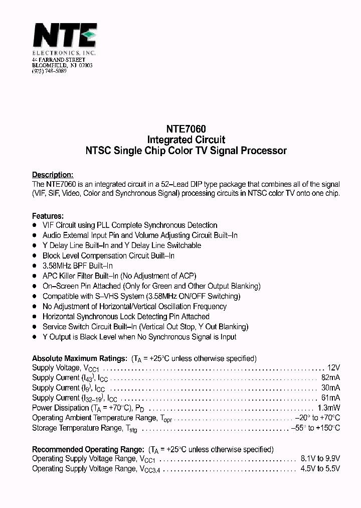 NTE7060_1291210.PDF Datasheet