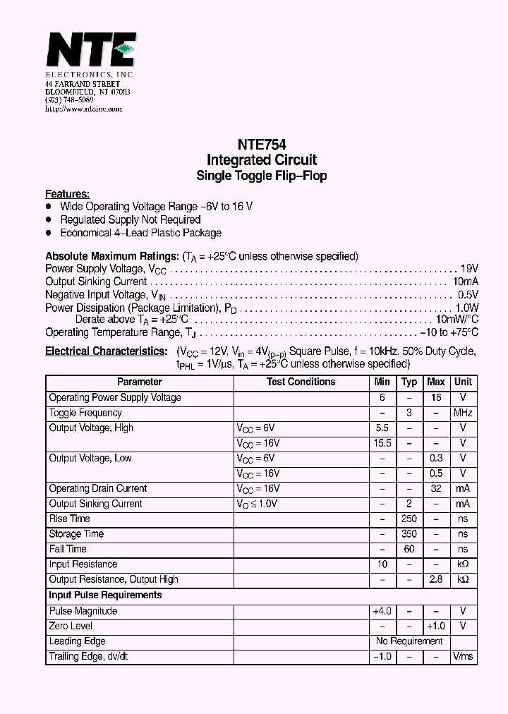 NTE754_1291306.PDF Datasheet