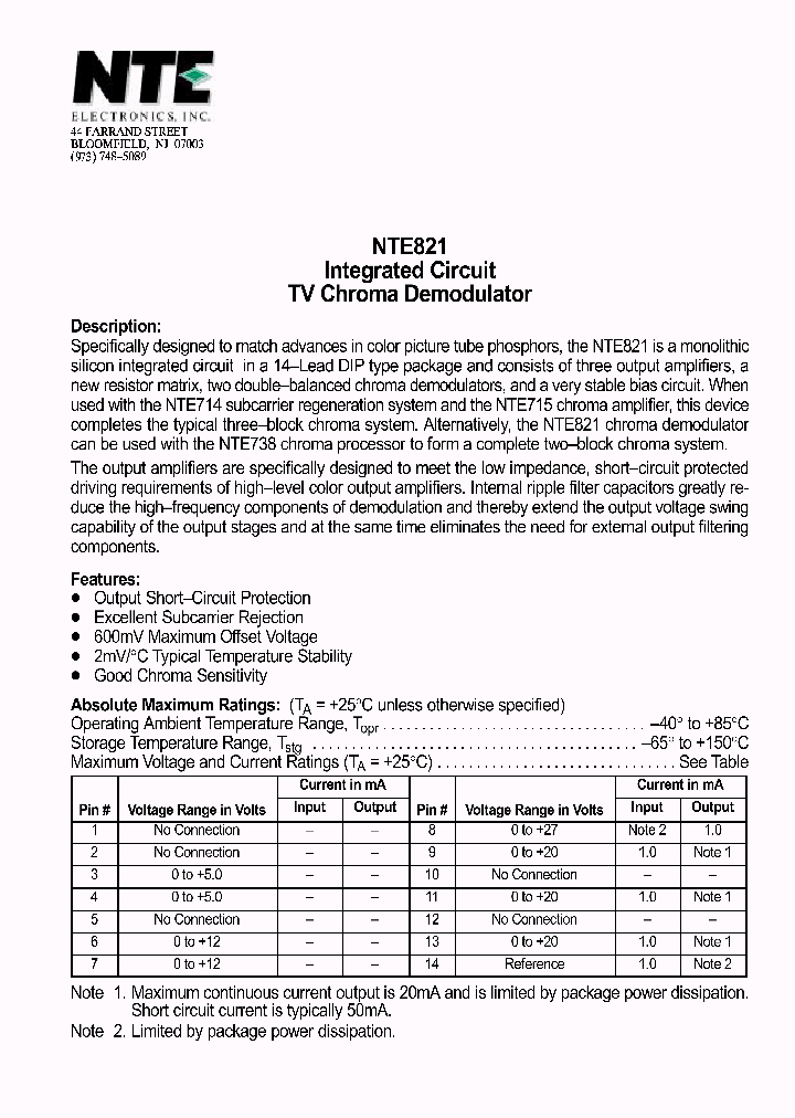 NTE821_1291323.PDF Datasheet