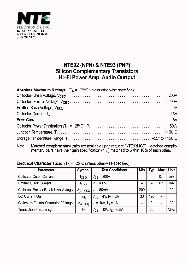 NTE93_1149758.PDF Datasheet