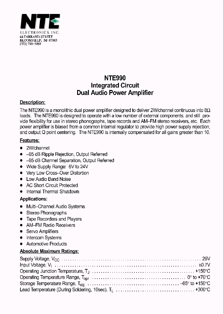 NTE990_1291440.PDF Datasheet